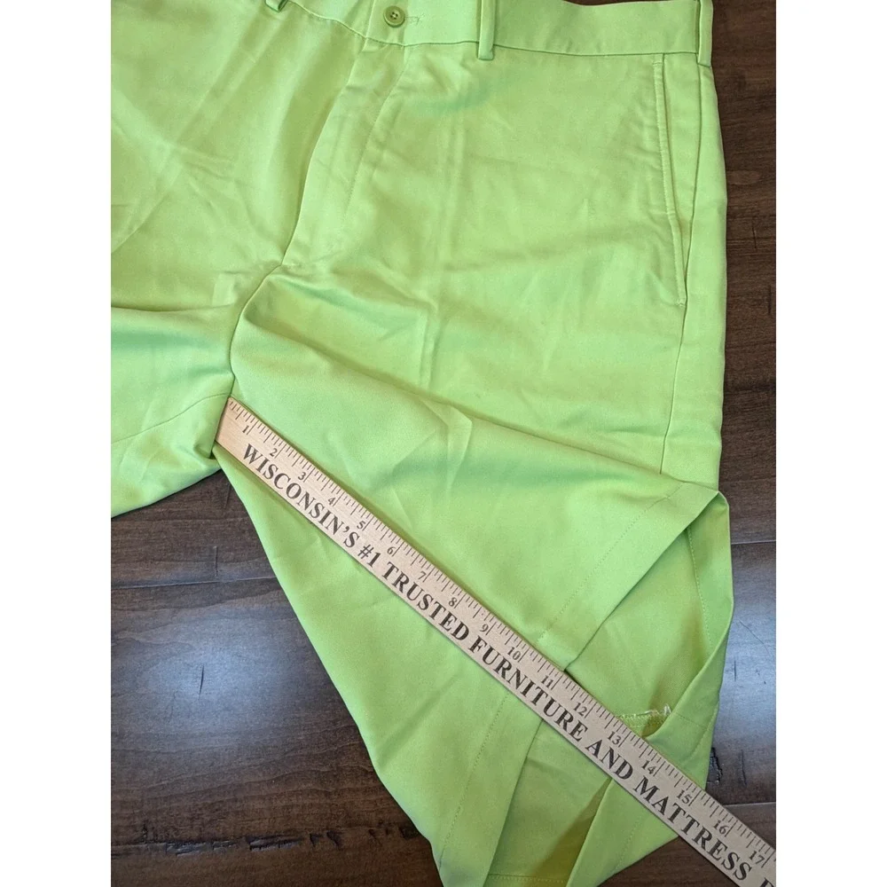 Black Clover Mens Golf Short 38 Lime Green Live Lucky Performance Flat Front NEW